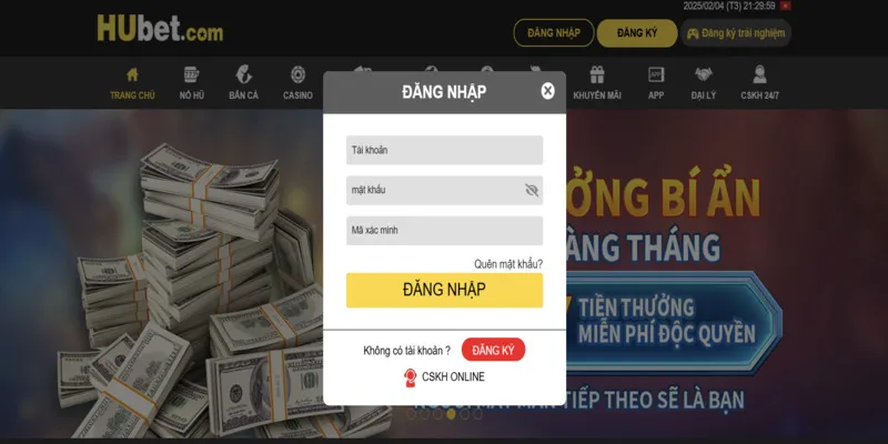 4 bước thao tác để đăng nhập HUBET nhanh chóng